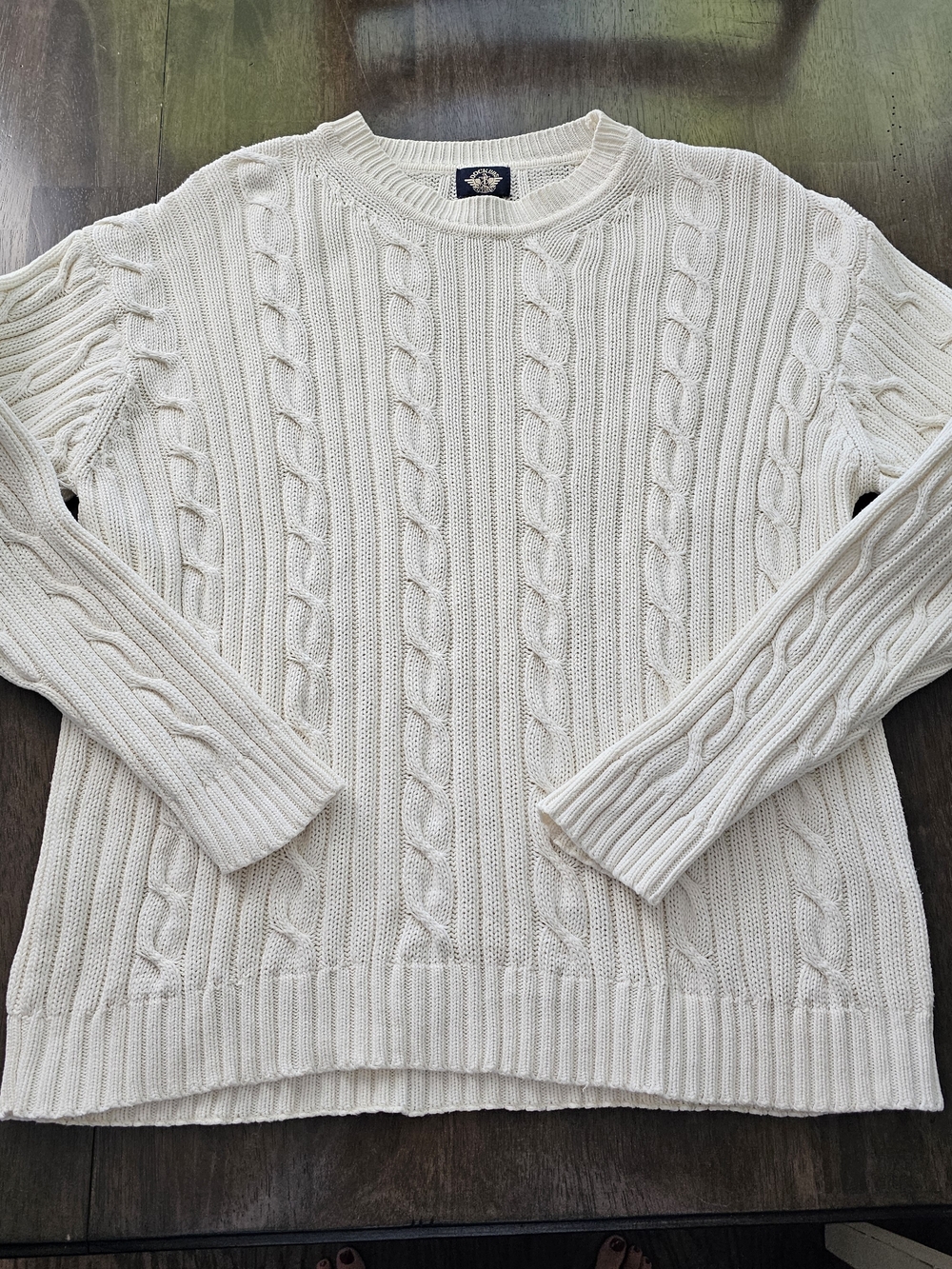 Dockers 100% Cotton Classic Cable Knit Crewneck Sweater - Cream